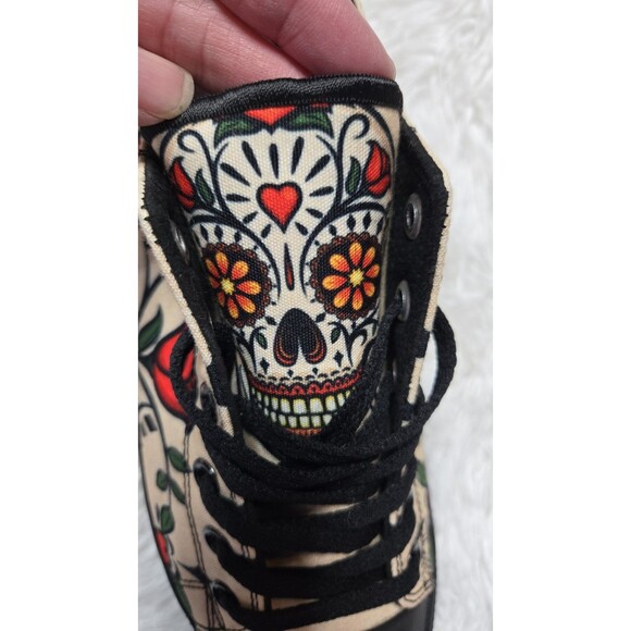 Radd Happy Rose Sugar Skull Canvas Sneakers Size Mens 9.5 Womens 8 - Picture 14 of 15